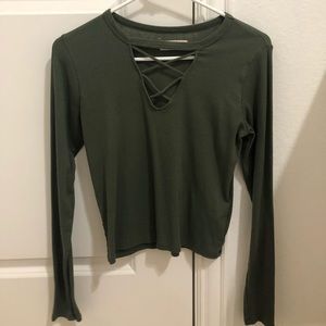 Military Green Long Sleeve Top
